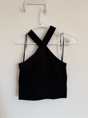 Forever 21 Black Ribbed Cross-Back Tank